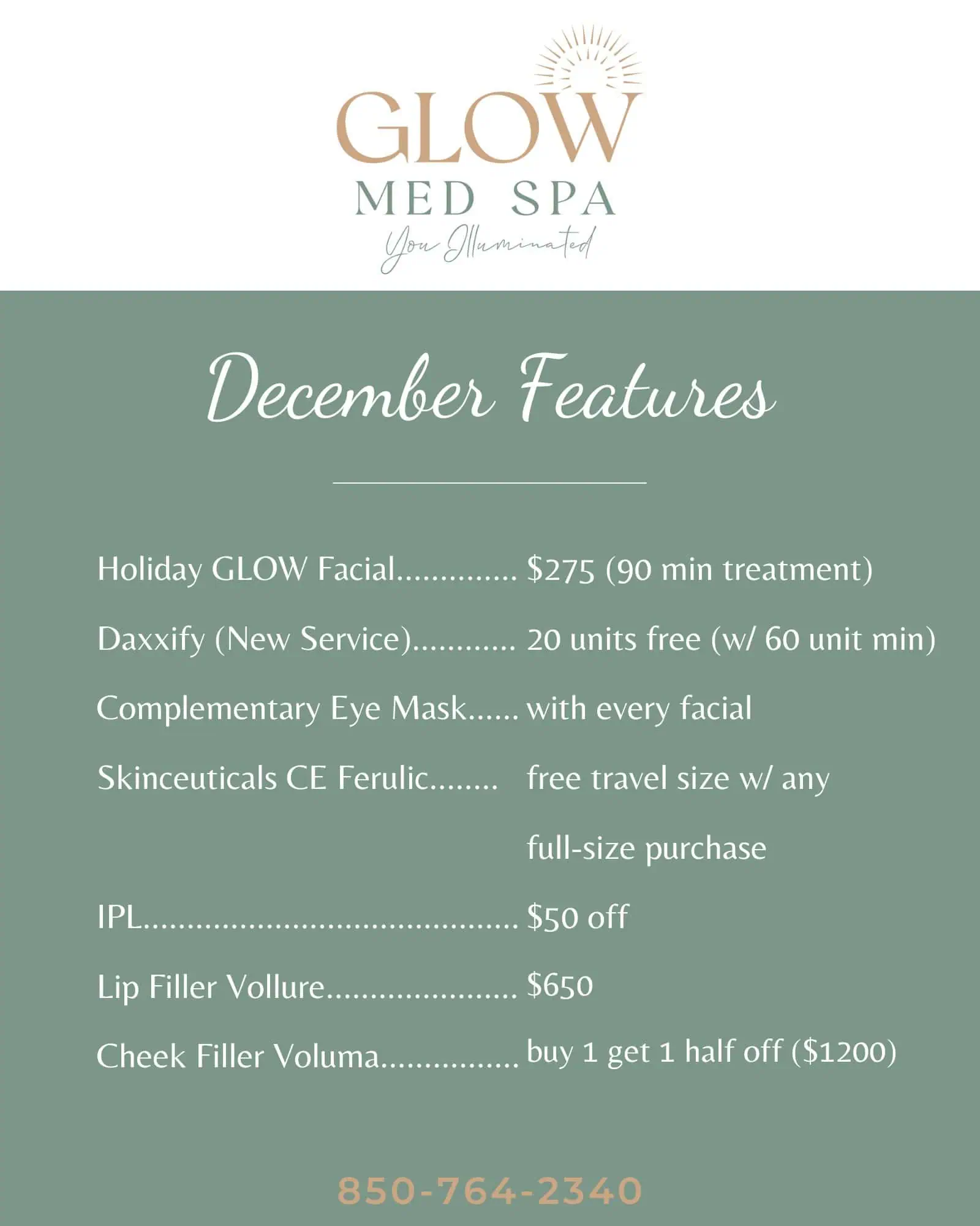 December Specials Glow Med Spa 1